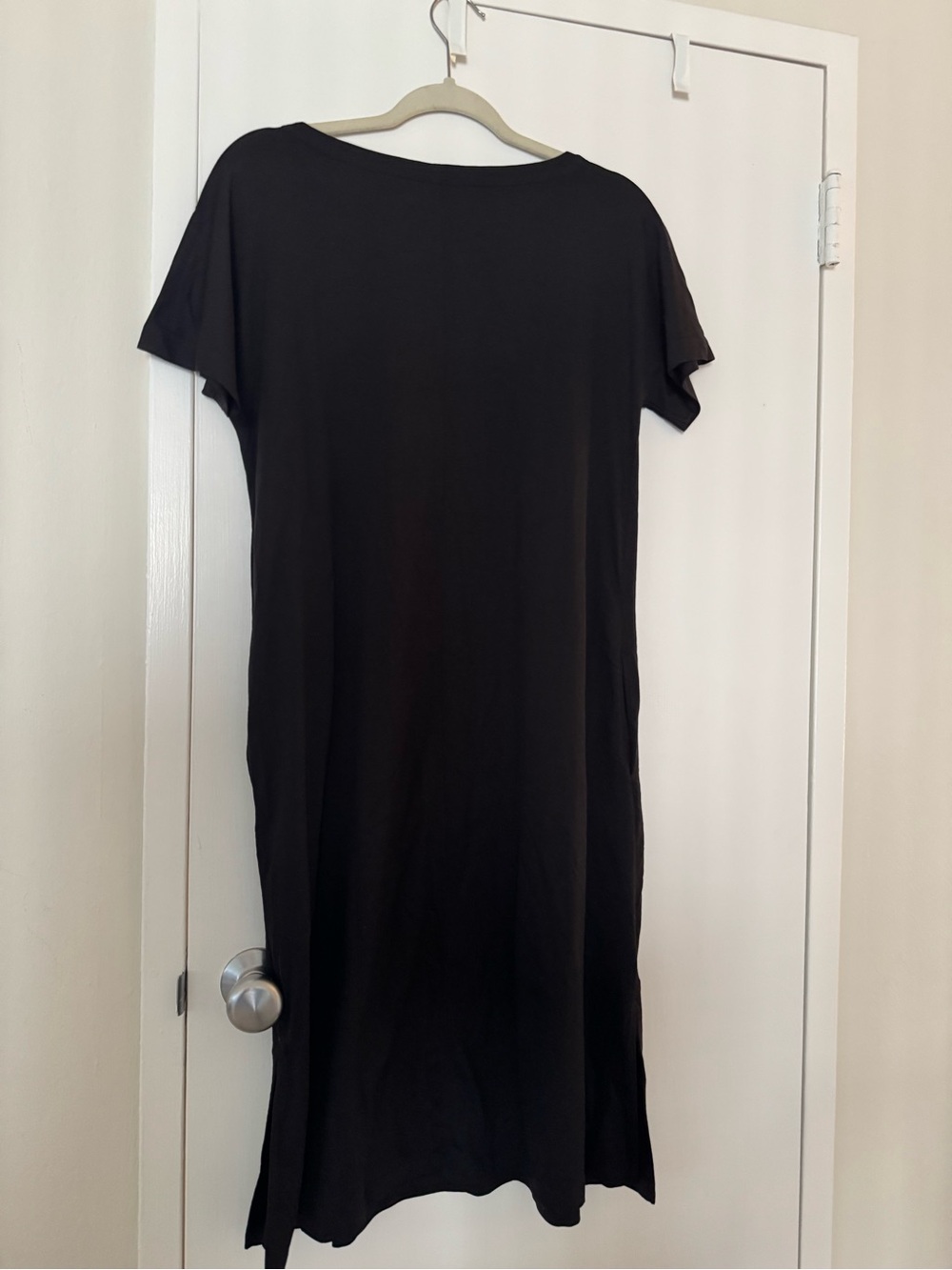 Wool& Cora Shift Dress - Black Short Sleeve Belted Midi Dress Size M - Picture 3 of 7